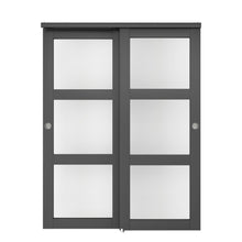 Load image into Gallery viewer, 3-Lite Frosted Tempered Glass Sliding Double Bypass Closet Doors with Installation Hardware Kit