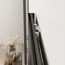 Load image into Gallery viewer, 40 in. x 84 in. Frosted Glass Black Metal Frame Interior Sliding Barn Door with Hardware Kit Hidden Track System