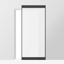 Load image into Gallery viewer, 40 in. x 84 in. Frosted Glass Black Metal Frame Interior Sliding Barn Door with Hardware Kit Hidden Track System