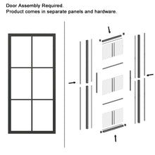 Load image into Gallery viewer, 72 in. x 84 in. 6 Lite Glass Black Aluminum Frame Interior Double Sliding Barn Door with Hardware Kit