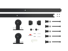 Load image into Gallery viewer, 10 Lite Glass Black Aluminum Frame Interior Double Sliding Barn Door with Hardware Kit
