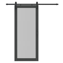 Load image into Gallery viewer, 36 in. x 84 in. 1-Lite Frosted Glass Barn Door MDF Frame Sliding Hardware Kit and Door Handle