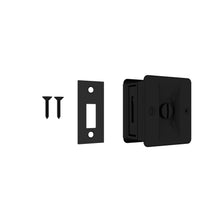 Load image into Gallery viewer, Black Sliding Door Pocket Door Pull with Privacy Lock
