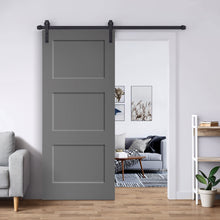 Load image into Gallery viewer, 3 Panel Shaker Painted Composite Modern Interior Sliding Barn Door with Hardware Kit