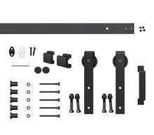 Load image into Gallery viewer, 36 in. x 84 in. 1-Lite Frosted Glass Barn Door MDF Frame Sliding Hardware Kit and Door Handle