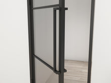Load image into Gallery viewer, 36 in. x 85 in. 3 Lite Frost Glass Black Steel Frame Prehung Interior Door with Door Handle
