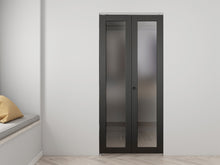 Load image into Gallery viewer, Full Lite Frosted Glass Solid Core White MDF Bi-fold Door with Hardware Kit and Door Handle