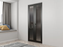 Load image into Gallery viewer, Full Lite Frosted Glass Solid Core White MDF Bi-fold Door with Hardware Kit and Door Handle