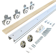 Load image into Gallery viewer, 1-Lite Frosted Tempered Glass Sliding Double Bypass Closet Doors with Installation Hardware Kit