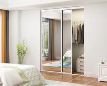 Load image into Gallery viewer, Mirror White Steel Frame Interior Closet Sliding Door with White Trim and Hardware Kit