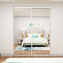 Load image into Gallery viewer, Mirror White Steel Frame Interior Closet Sliding Door with White Trim and Hardware Kit