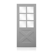 Load image into Gallery viewer, Reversible Decorative Glass Modern Exterior Fiberglass Front Door Slab Door