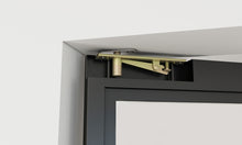 Load image into Gallery viewer, Full Lite Frameless Opaque Frosted Glass Black Steel Frame Interior Pivot Door with Pivot Hinge Hardware Kit