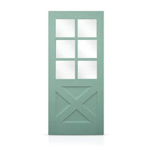 Load image into Gallery viewer, Reversible Decorative Glass Modern Exterior Fiberglass Front Door Slab Door