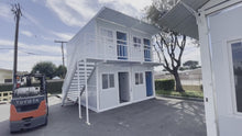 Load and play video in Gallery viewer, 20 ft. x 8 ft. x 8 ft. Foldable Stackable Metal Storage Shed with Patio Stair Sun Roof  Lockable Door and Windows (640 sq. ft.)