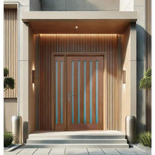 Load image into Gallery viewer, Reversible Frosted Glass Modern Exterior Unfinished Mahogany Front Door Slab