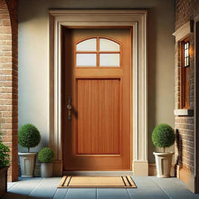 Load image into Gallery viewer, Reversible Clear Glass Modern Exterior Unfinished Mahogany Front Door Slab
