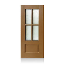 Load image into Gallery viewer, 36 in. x 80 in. Reversible Decorative Glass Walnut Modern Exterior Fiberglass Front Door Slab Door