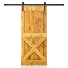 Load image into Gallery viewer, Mini X Bar Pre-assembled Stained Wood Sliding Barn Door with Hardware Kit