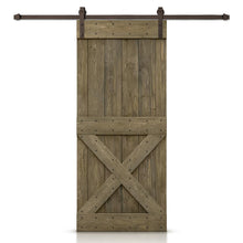 Load image into Gallery viewer, Mini X Stained Knotty Pine Wood Sliding DIY Barn Door with Hardware Kit
