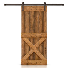 Load image into Gallery viewer, Mini X Stained Knotty Pine Wood Sliding DIY Barn Door with Hardware Kit