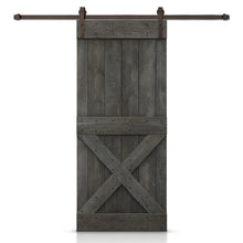 Load image into Gallery viewer, Mini X Stained Knotty Pine Wood Sliding DIY Barn Door with Hardware Kit