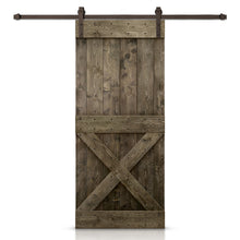 Load image into Gallery viewer, Mini X Bar Pre-assembled Stained Wood Sliding Barn Door with Hardware Kit