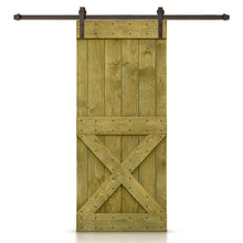 Load image into Gallery viewer, Mini X Stained Knotty Pine Wood Sliding DIY Barn Door with Hardware Kit