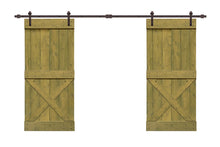 Load image into Gallery viewer, Mini X Series Stained Solid Pine Wood Interior Double Sliding Barn Door With Hardware Kit