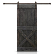 Load image into Gallery viewer, Mini X Bar Pre-assembled Stained Wood Sliding Barn Door with Hardware Kit