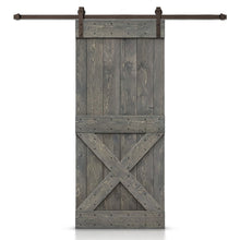 Load image into Gallery viewer, Mini X Stained Knotty Pine Wood Sliding DIY Barn Door with Hardware Kit