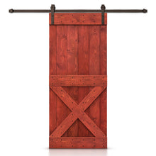 Load image into Gallery viewer, Mini X Bar Pre-assembled Stained Wood Sliding Barn Door with Hardware Kit