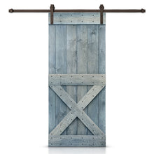 Load image into Gallery viewer, Mini X Bar Pre-assembled Stained Wood Sliding Barn Door with Hardware Kit