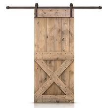Load image into Gallery viewer, Mini X Stained Knotty Pine Wood Sliding DIY Barn Door with Hardware Kit