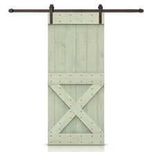 Load image into Gallery viewer, Mini X Stained Knotty Pine Wood Sliding DIY Barn Door with Hardware Kit