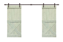 Load image into Gallery viewer, Mini X Series Stained Solid Pine Wood Interior Double Sliding Barn Door With Hardware Kit