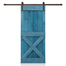 Load image into Gallery viewer, Mini X Stained Knotty Pine Wood Sliding DIY Barn Door with Hardware Kit