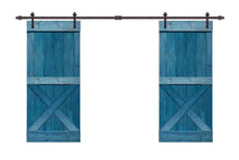 Load image into Gallery viewer, Mini X Series Stained Solid Pine Wood Interior Double Sliding Barn Door With Hardware Kit