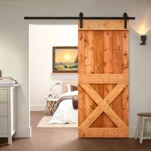 Load image into Gallery viewer, Mini X Stained Knotty Pine Wood Sliding DIY Barn Door with Hardware Kit