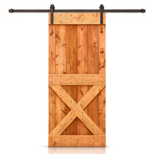 Load image into Gallery viewer, Mini X Stained Knotty Pine Wood Sliding DIY Barn Door with Hardware Kit