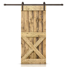 Load image into Gallery viewer, Mini X Stained Knotty Pine Wood Sliding DIY Barn Door with Hardware Kit