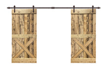 Load image into Gallery viewer, Mini X Pre Assembled Stained Wood Interior Double Sliding Barn Door with Hardware Kit