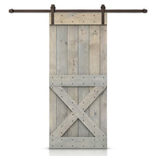 Load image into Gallery viewer, Mini X Bar Pre-assembled Stained Wood Sliding Barn Door with Hardware Kit