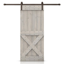 Load image into Gallery viewer, Mini X Stained Knotty Pine Wood Sliding DIY Barn Door with Hardware Kit