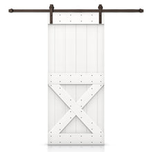 Load image into Gallery viewer, Mini X Stained Knotty Pine Wood Sliding DIY Barn Door with Hardware Kit