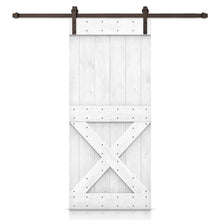 Load image into Gallery viewer, Mini X Stained Knotty Pine Wood Sliding DIY Barn Door with Hardware Kit