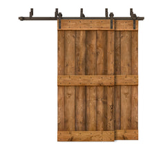 Load image into Gallery viewer, Mid-Bar Bypass Stained Solid Wood Interior Double Sliding Barn Door With Hardware Kit
