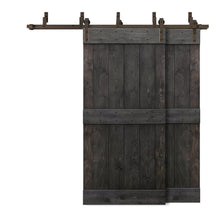 Load image into Gallery viewer, Mid-Bar Bypass Stained Solid Wood Interior Double Sliding Barn Door With Hardware Kit