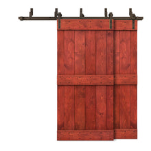 Load image into Gallery viewer, Mid-Bar Bypass Stained Solid Wood Interior Double Sliding Barn Door With Hardware Kit