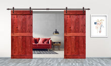 Load image into Gallery viewer, Mid-Bar Series Stained Solid Wood Interior Double Sliding Barn Door With Hardware Kit